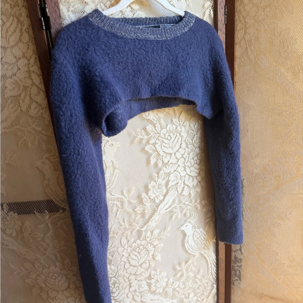 Nasty Gal Blue Cropped Sweater